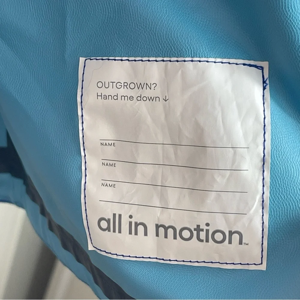 All In Motion Boy's Hooded Windbreaker Jacket Wind & Water Repellent Blue.